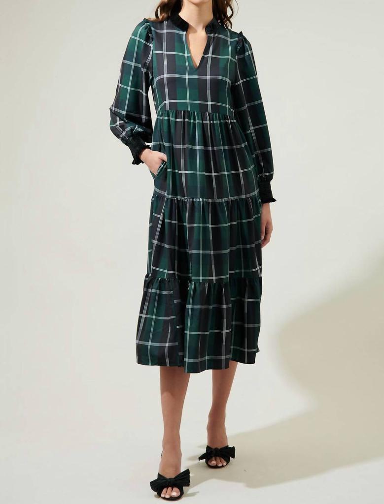 Sugarlips Sugarlips - Sweet Beyond Long Sleeve Plaid Midi Dress