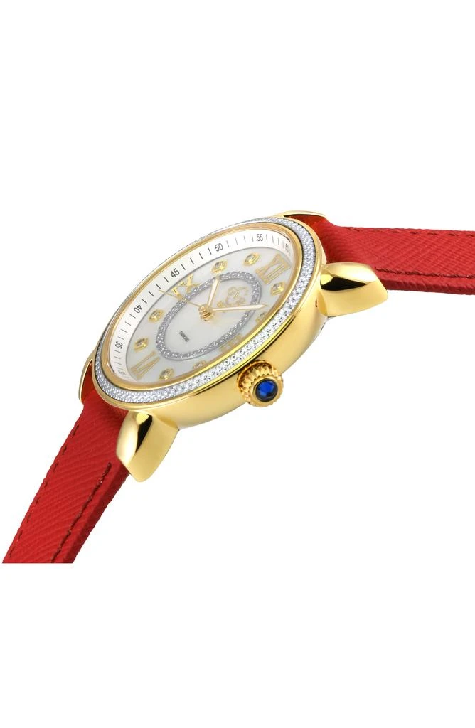 GV2 Marsala Mother of Pearl Dial Diamond Faux Leather Strap Watch, 37mm - 0.096ct. 3