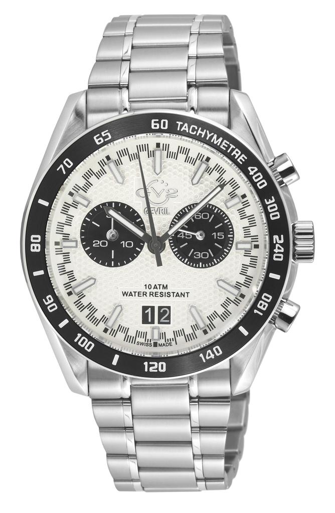 GV2 Freccia Stainless Steel Swiss Quartz Bracelet Watch, 42mm