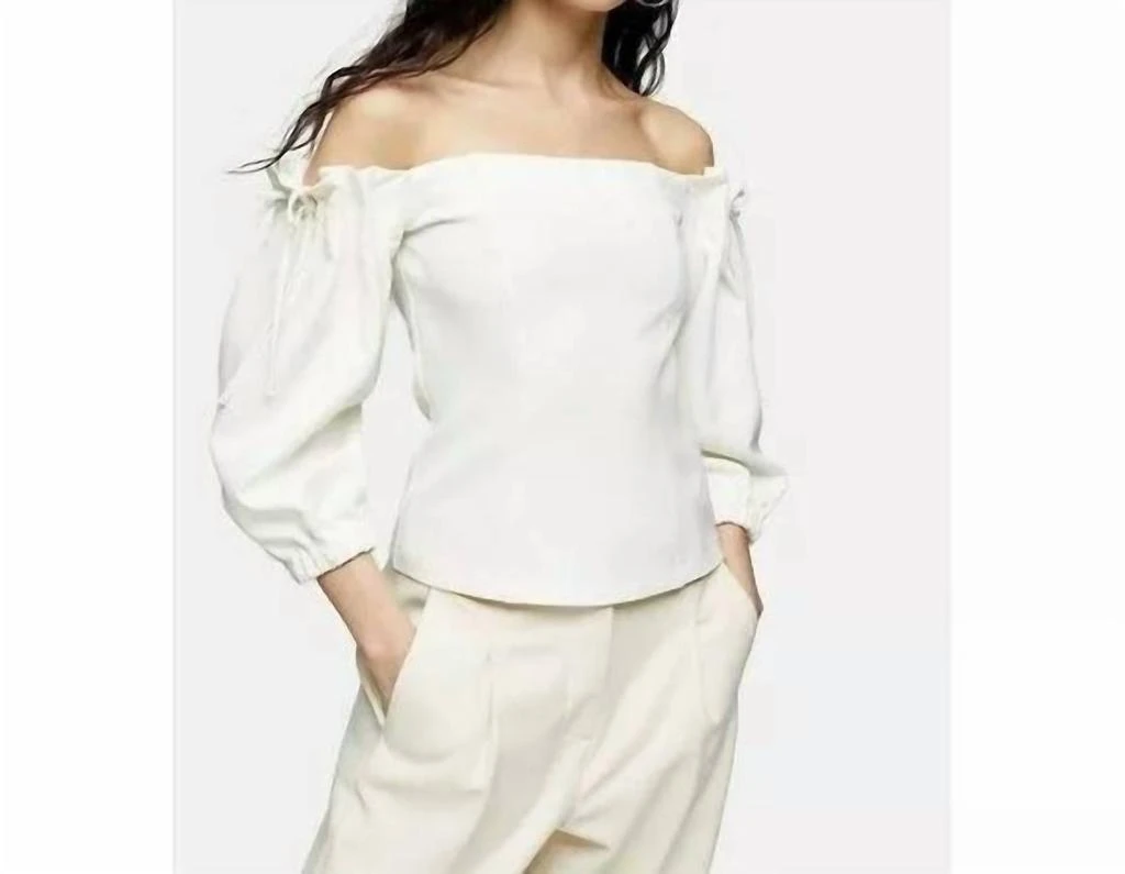 Topshop Topshop - Off The Shoulder Tie Bardot Crepe Top 1