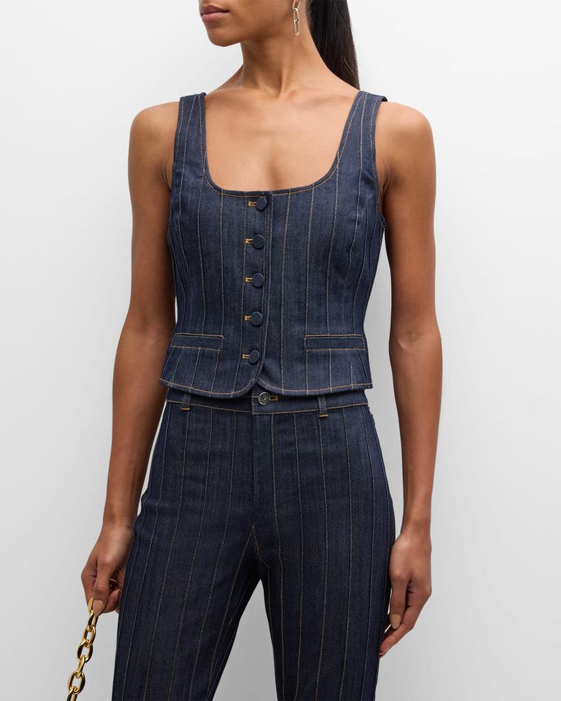 Cinq a Sept Rowena Pinstripe Denim Vest Top