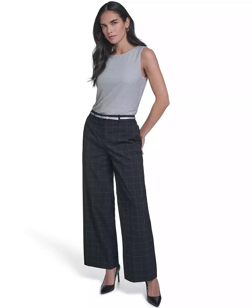 Calvin Klein Women
s Windowpane Wide-Leg Pants 5