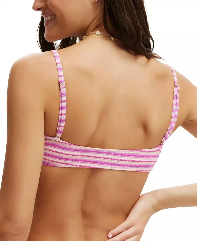 Cotton On Women
s Striped Ring-Front Bandeau Bikini Top 4