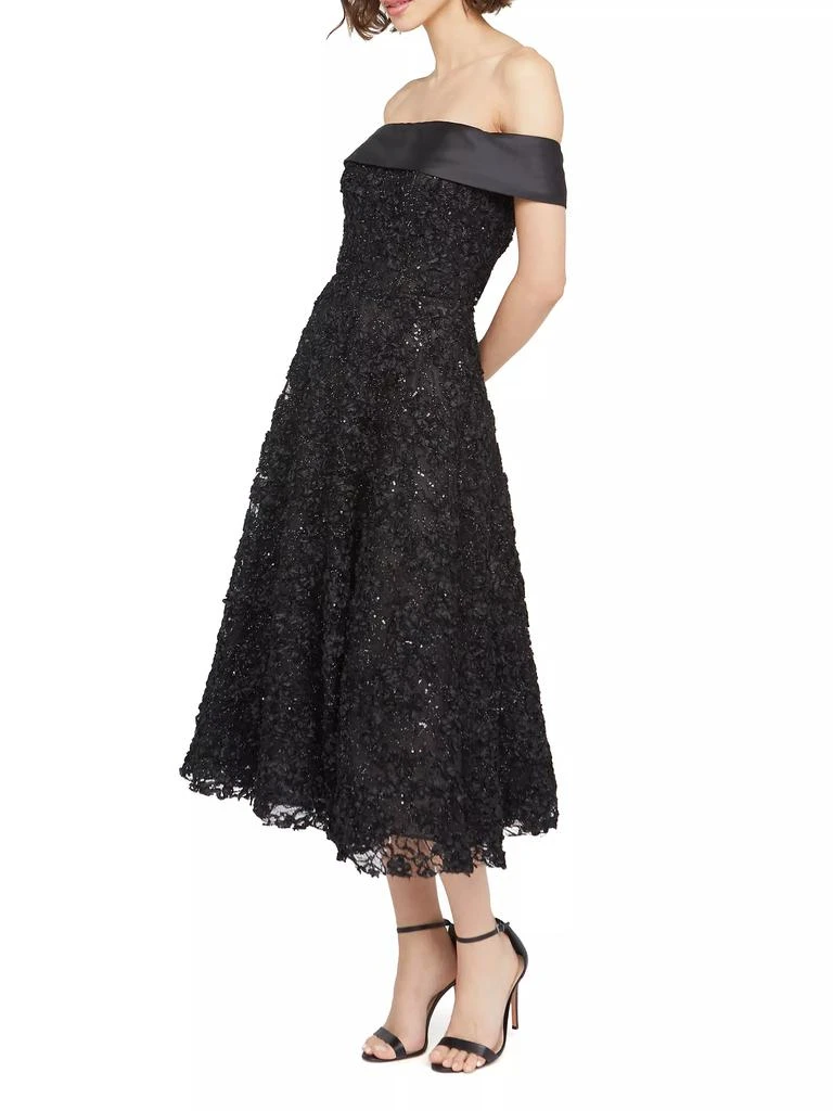 Theia Roxy Lace Off-The-Shoulder A-Line Midi-Dress 5
