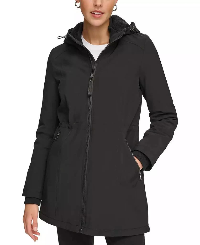 Calvin Klein Womens Hooded Faux-Fur-Lined Anorak Raincoat 1