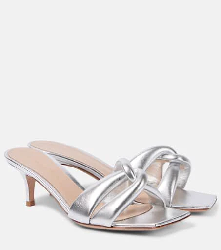 Gianvito Rossi Amour metallic leather mules 1