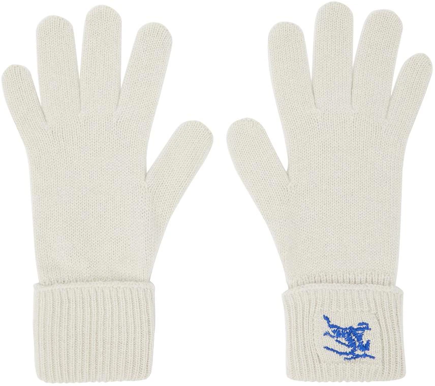 Burberry Off-White Logo-Embroidered Gloves 1