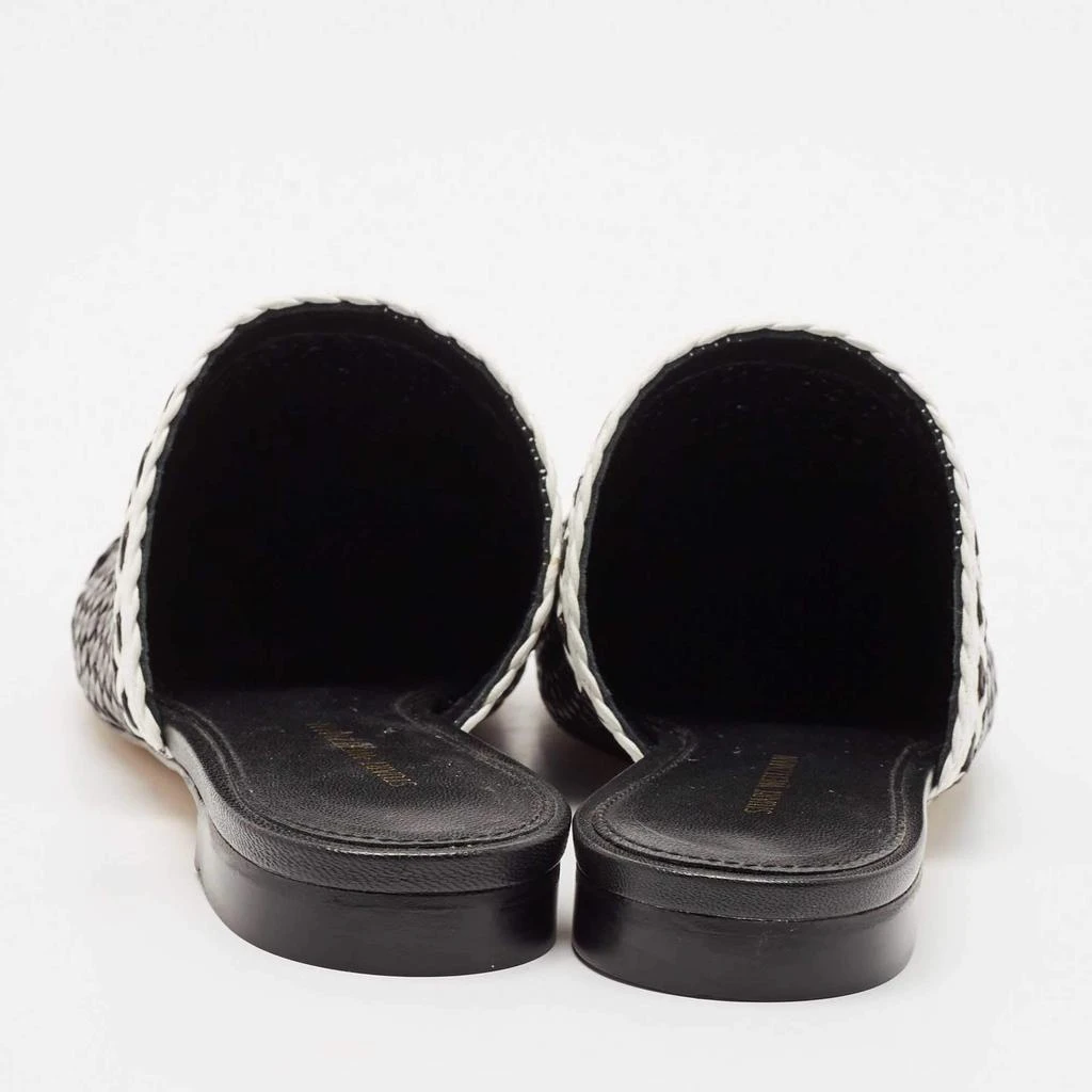 Stuart Weitzman Stuart Weitzman Black/White Woven Leather Indiana Flat Mules Size 36 5