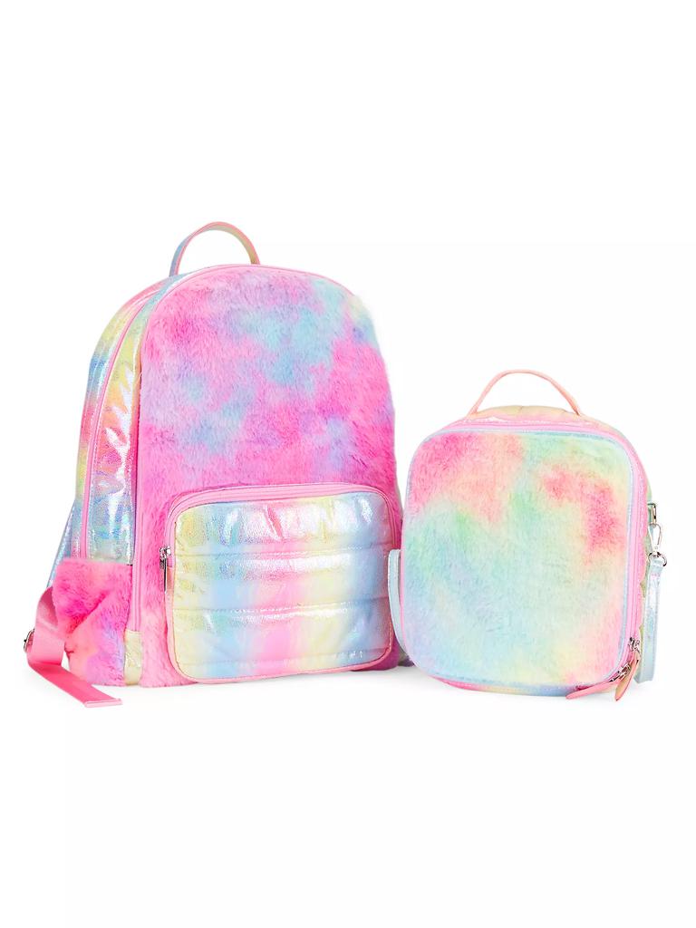 Bari Lynn Multicolor Faux Fur Backpack & Lunch Box Set