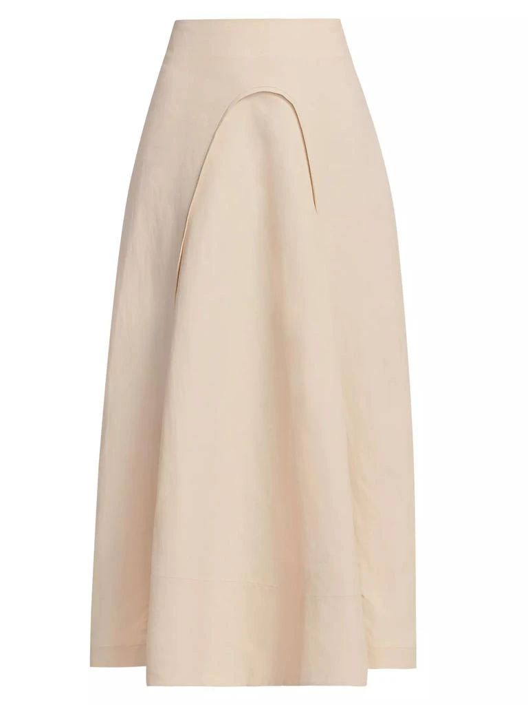 Co Linen Curved-Seam Midi-Skirt 1