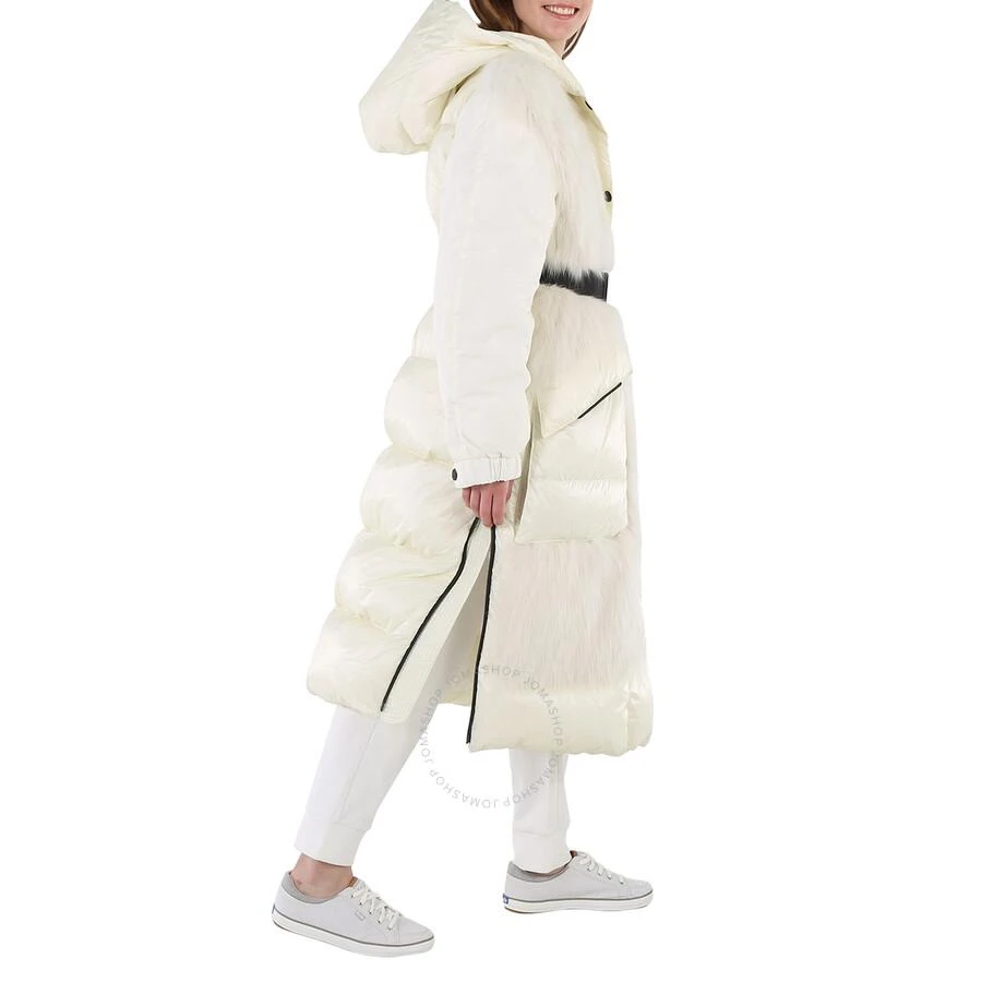 Moncler Ladies White Sarina Long Fur Coat 2