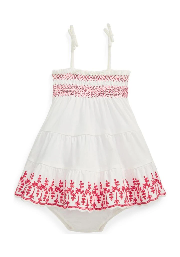 Ralph Lauren Baby Girls Eyelet Cotton Jersey Dress 
Bloomer