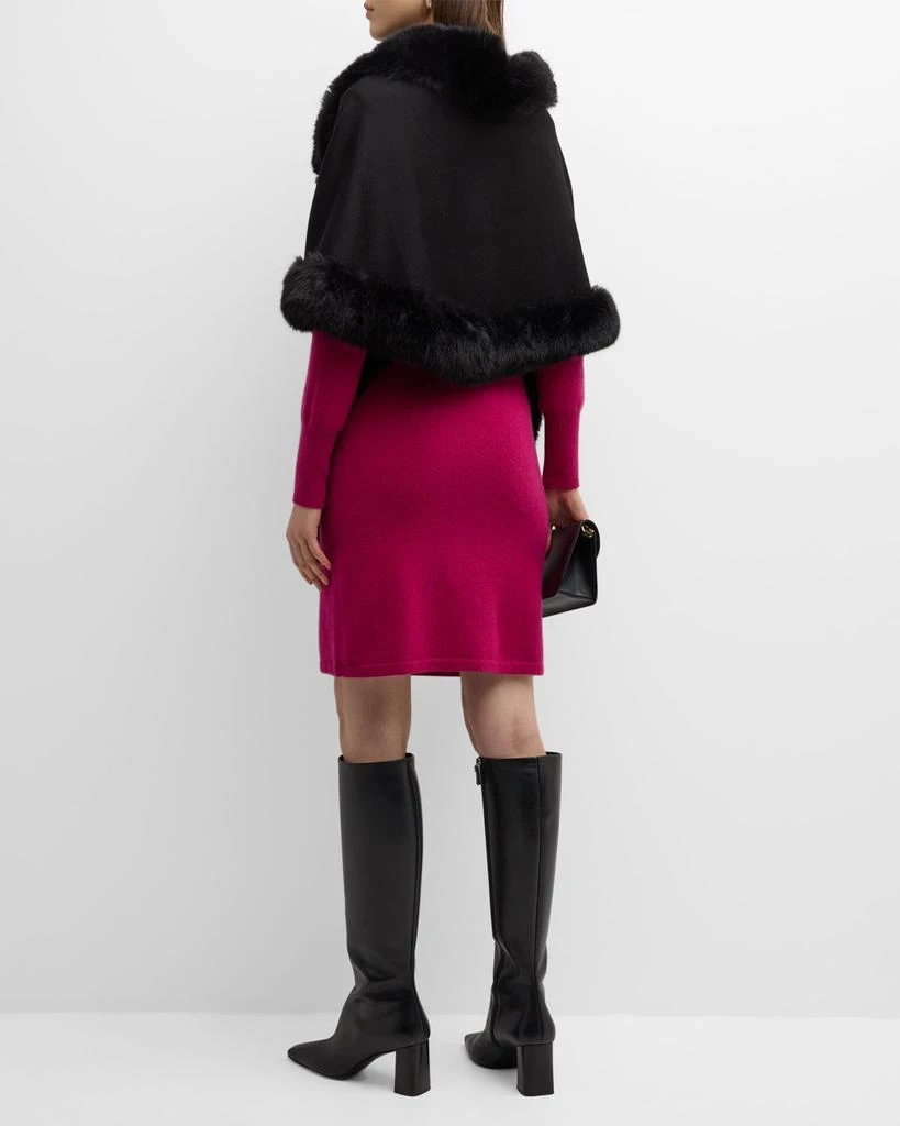 Sofia Cashmere Cashmere Faux Fur Trimmed Diamond Wrap 3