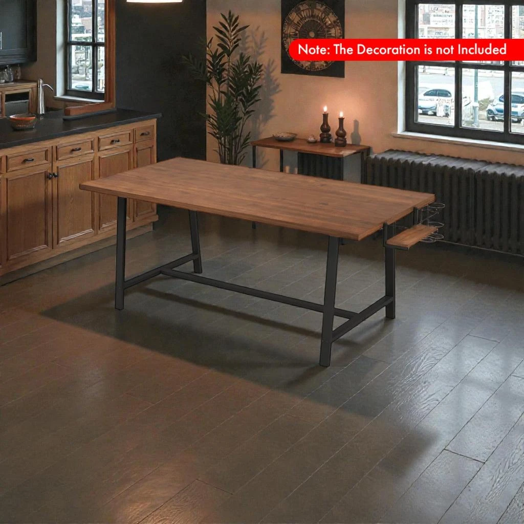 Hivvago Rectangular 72" Kitchen Dining Table for 5-7 with Integrated Wine Storage 2