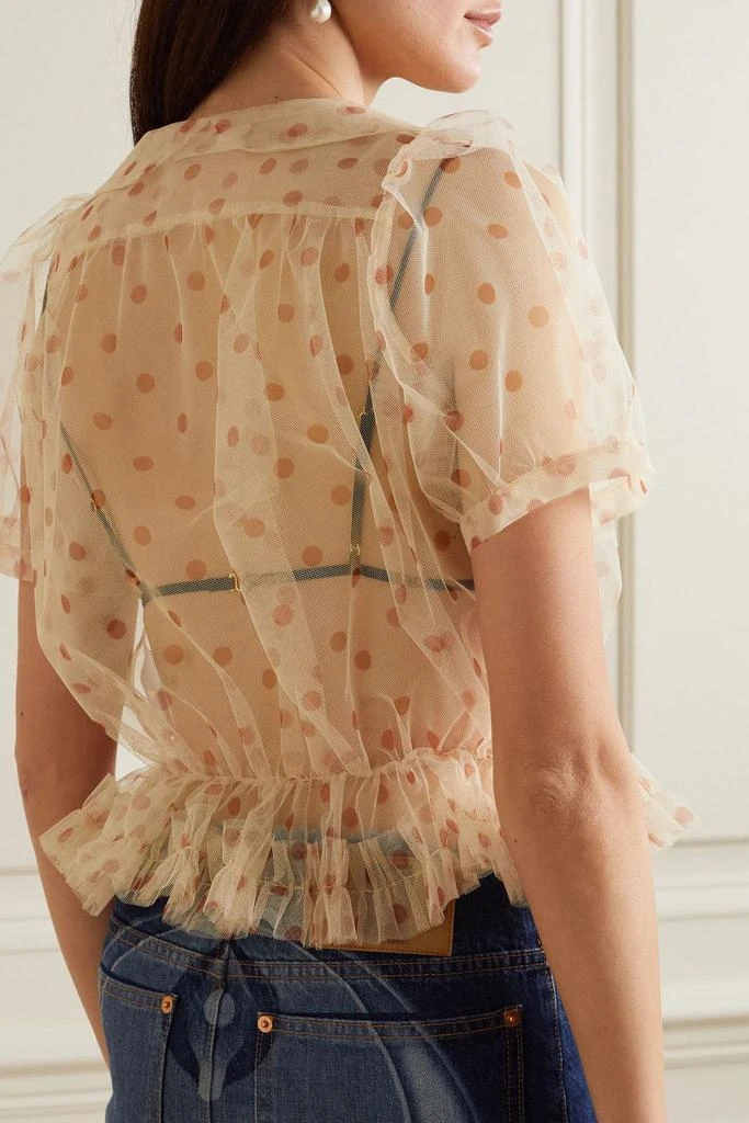 Molly Goddard Sebastian ruffled polka-dot tulle blouse 3