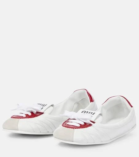 Miu Miu Lace-up leather ballet flats 5