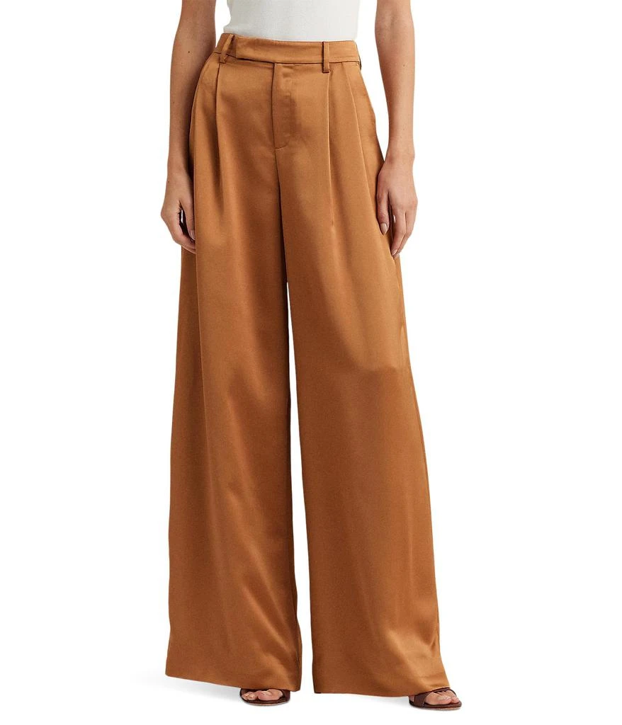 Lauren Ralph Lauren Pleated Satin Charmeuse Wide-Leg Pants 1