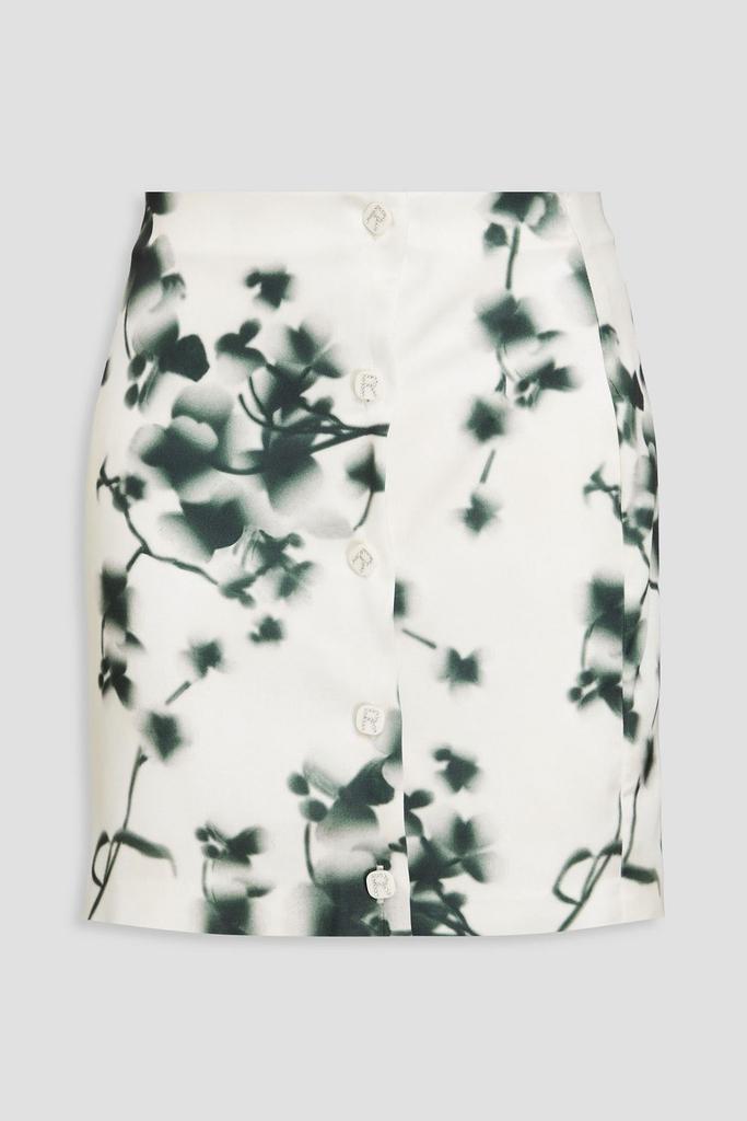 ROTATE Birger Christensen Crystal-embellished floral-print satin mini skirt