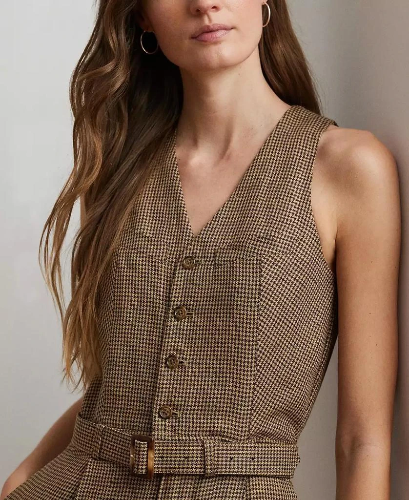 Ralph Lauren Women's Houndstooth Belted Linen Jumpsuit 3
