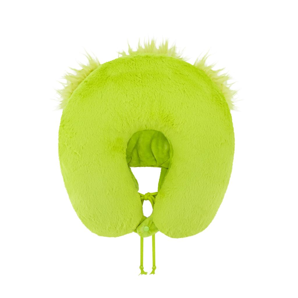 Dr. Seuss Grinch Face Hooded Fur Neck Pillow