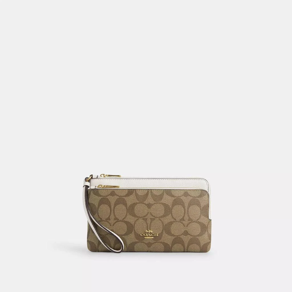 Coach Double Zip Wallet In Signature Canvas 1