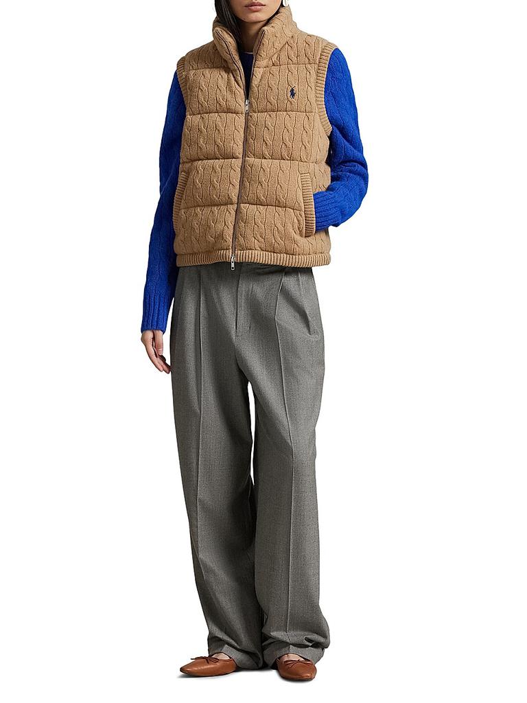 Ralph Lauren Cable-Knit Wool-Cashmere Quilted Vest