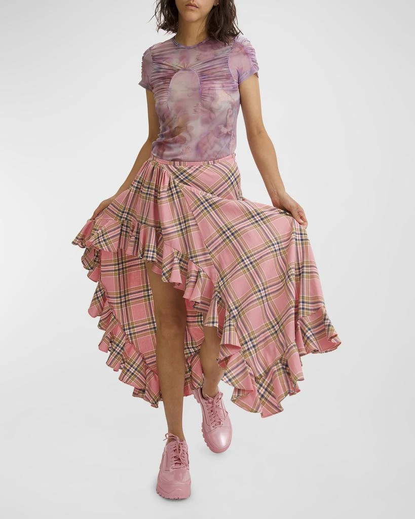 Collina Strada Florist Plaid Asymmetric Ruffled Skirt 5