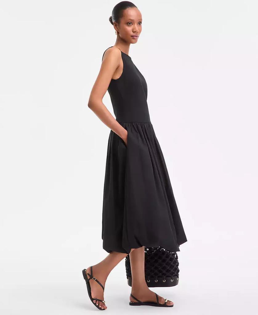 INC International Women's Mixed-Media Bubble-Hem Midi Dress, Exclusively at Macy's