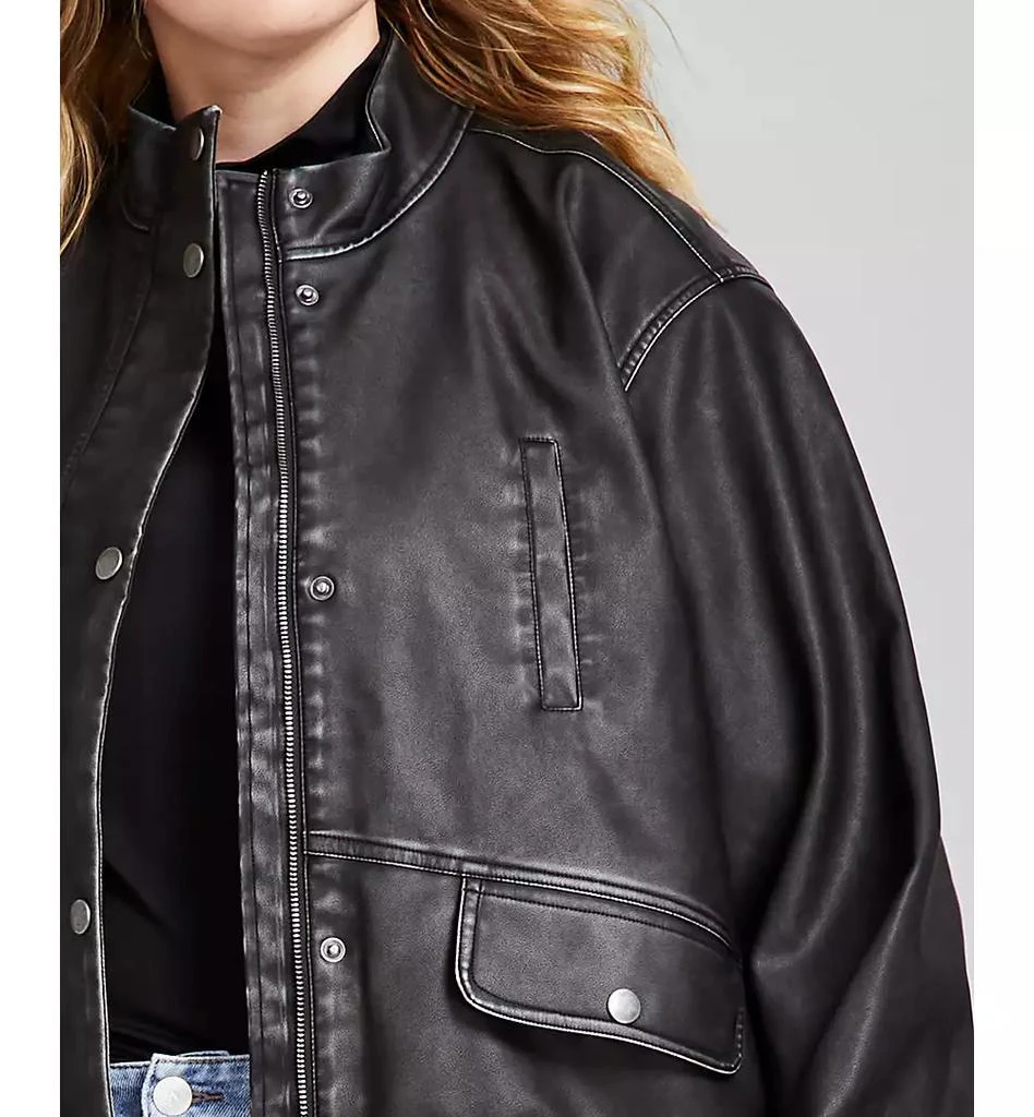 And Now This Trendy Plus Size Faux-Leather Bomber Jacket, Created for Macy's 5
