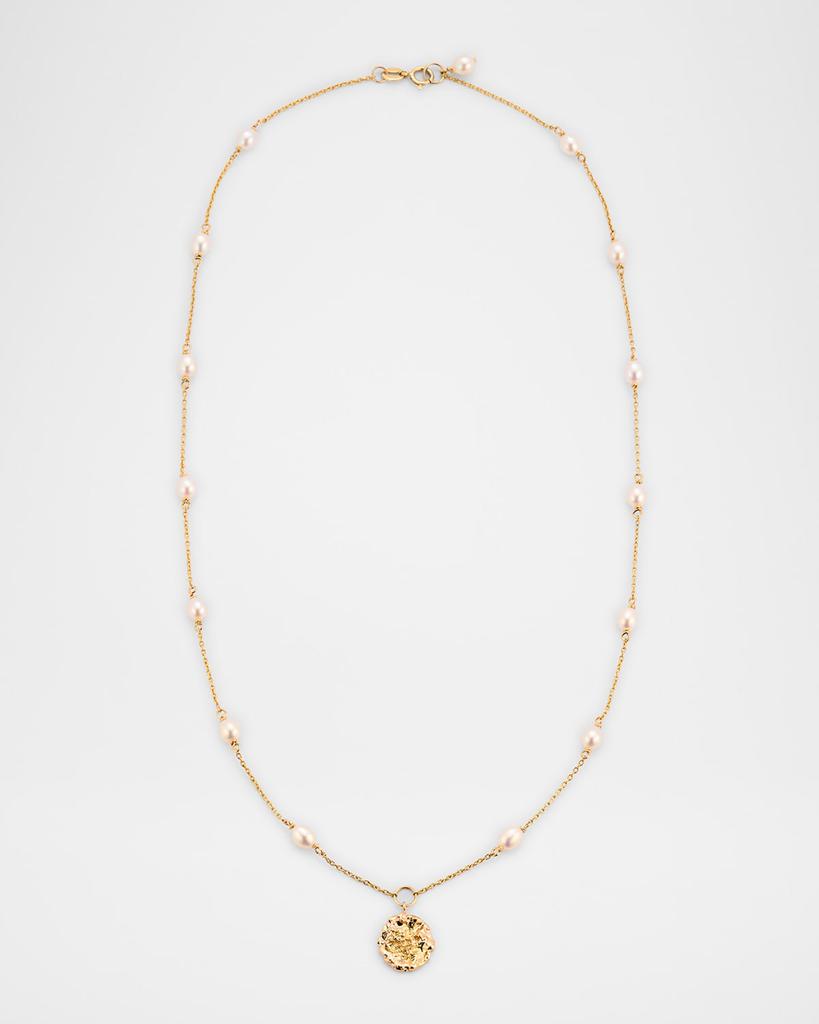 POPPY FINCH 14K Yellow Gold Nugget Pearl Station Necklace