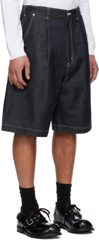 Comme des Garcons Navy Cotton Nylon Denim Shorts 2