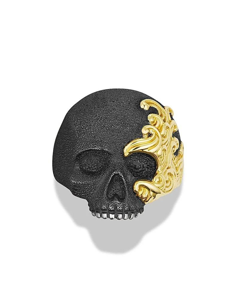 David Yurman Waves Skull Ring with 18K Yellow Gold 3