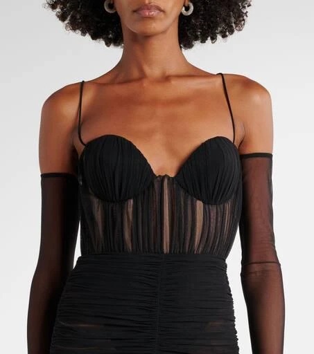 Alex Perry Ruched sheer bustier dress 4