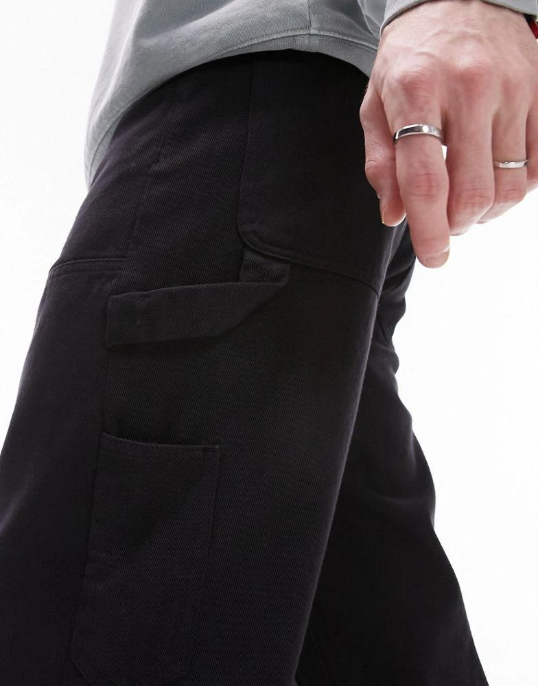 Topman Topman loose carpenter trousers in black 2