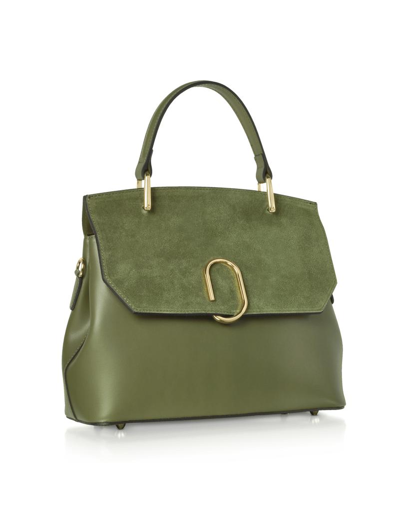 LePARMENTIER Paris Thais Suede and Leather Satchel Bag