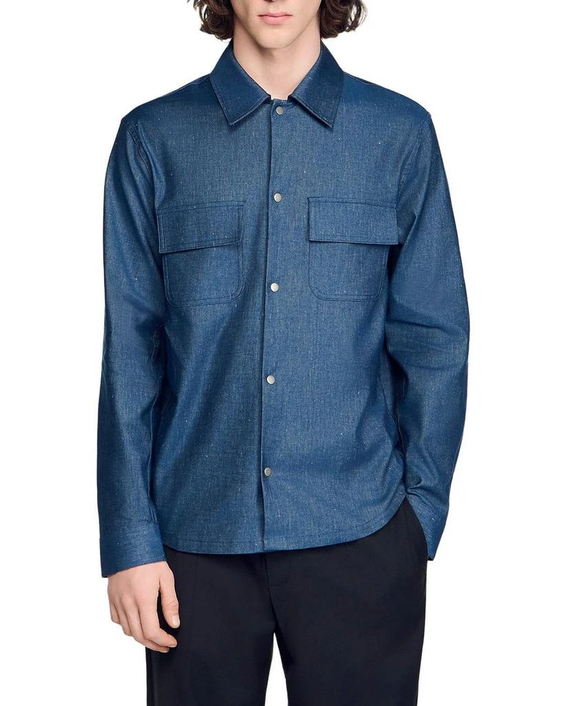 Sandro Denim Effect Cotton and Linen Shirt 1