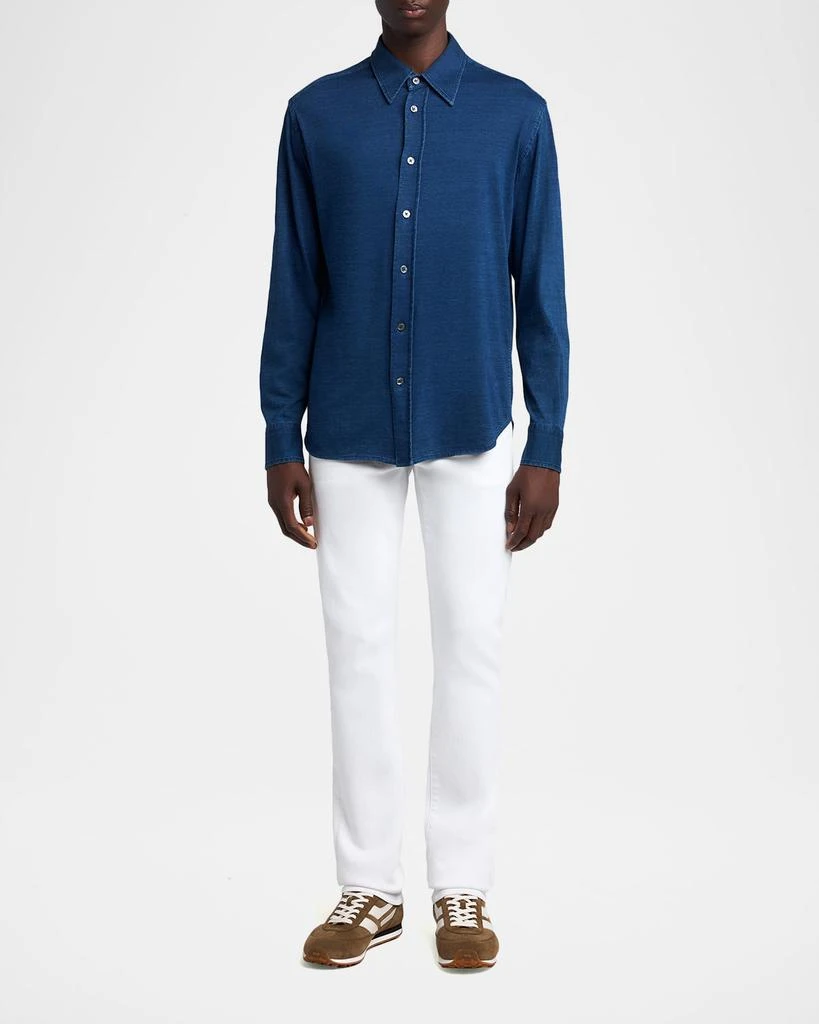 Tom Ford Men
s Cotton Denim Point-Collar Button-Down Shirt 2