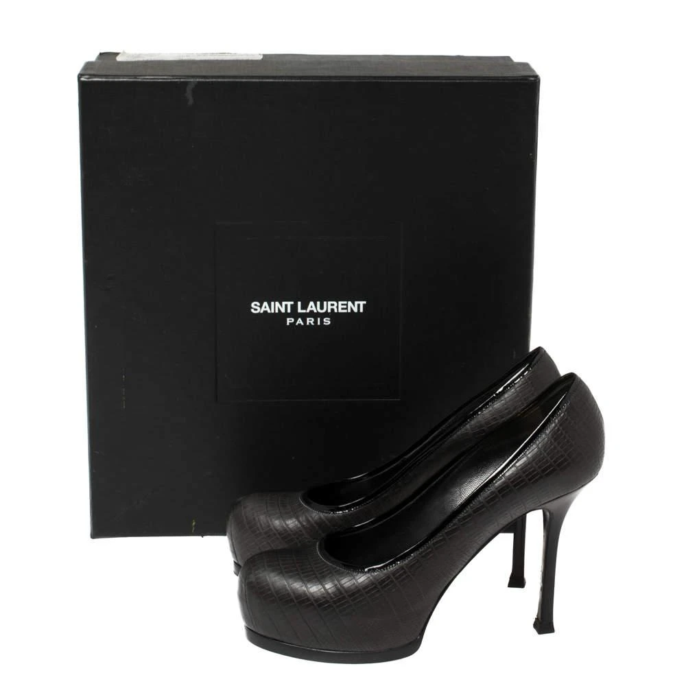 Yves Saint Laurent Saint Laurent Paris Black Lizard Embossed Leather Tribtoo Platform Pumps Size 36 8