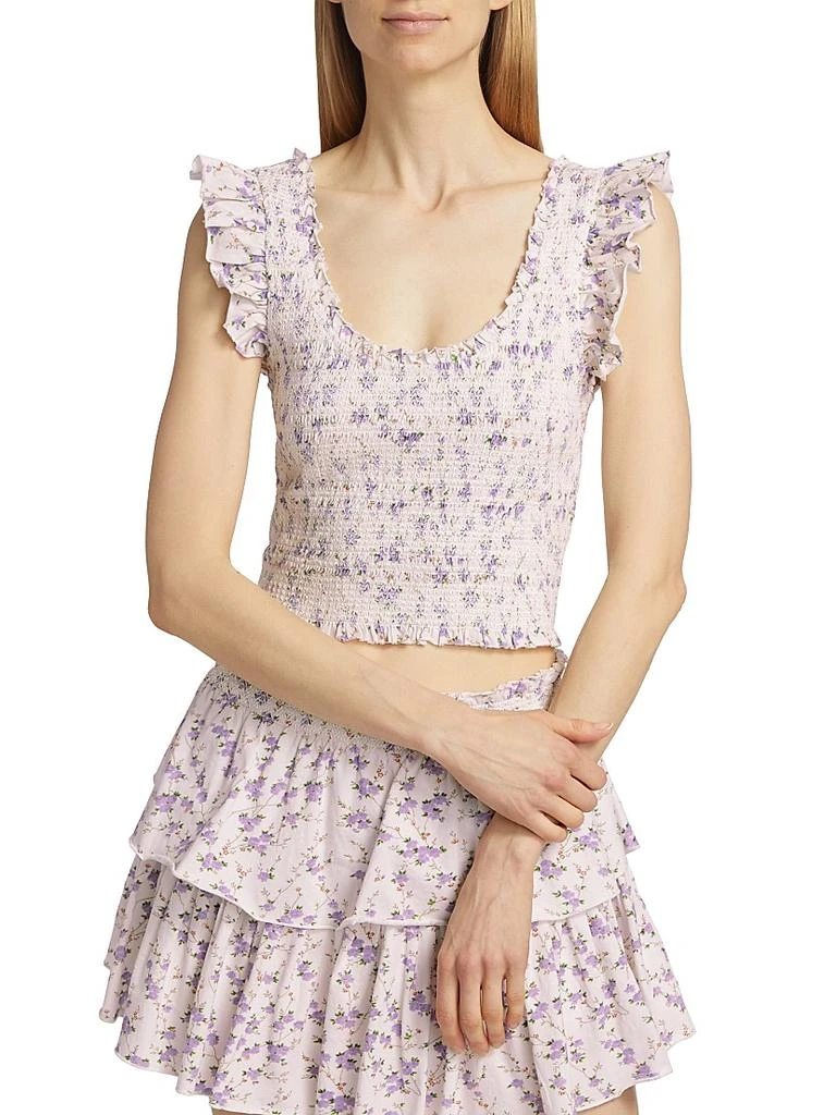 LOVESHACKFANCY Dovi Smocked Floral Top 3