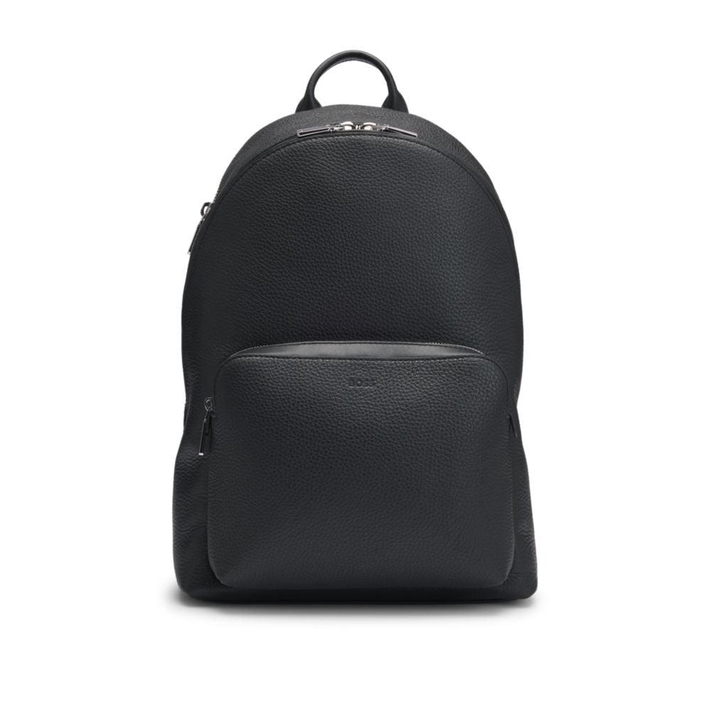Hugo Boss Backpack in grained Italian leather with smart sleeve