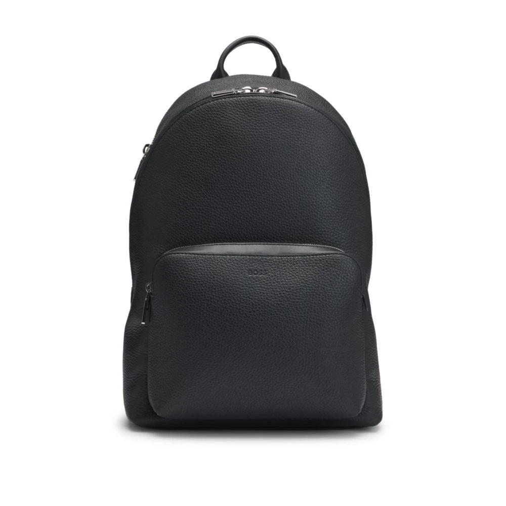 Hugo Boss Backpack in grained Italian leather with smart sleeve 1