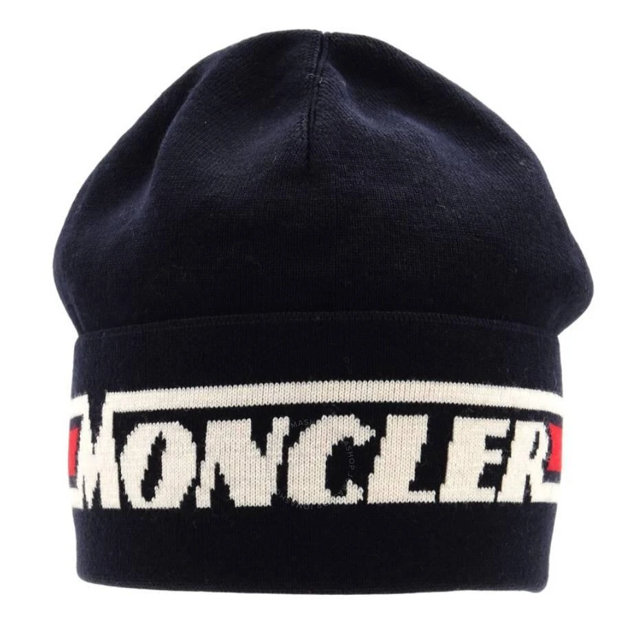 Moncler Navy Logo Knit Beanie Hat 1