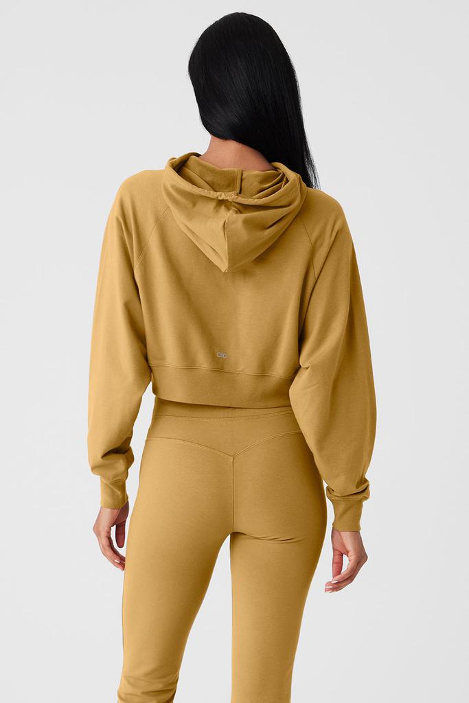 Alo Yoga Cropped Double Take Hoodie - Golden Olive Branch