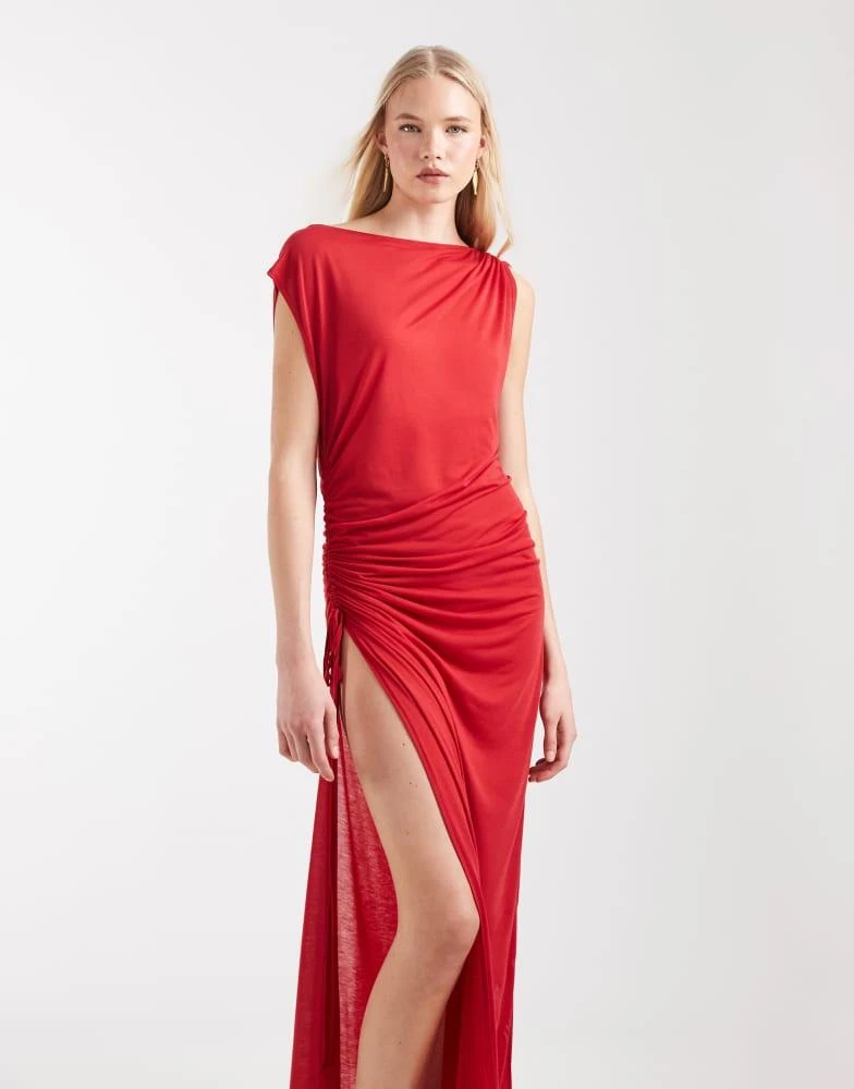 weekday silk dress Weekday MEL DRAPY DRESS - Maxi dress - blue bright/blue