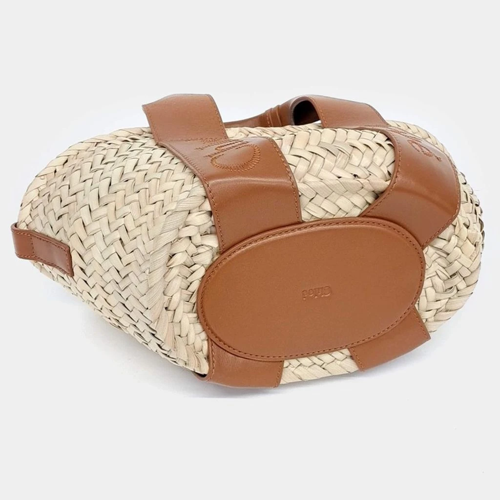 Chloé Chloe Beige Brown Leather and Raffia Chloe Sense Small Basket  Bag 3