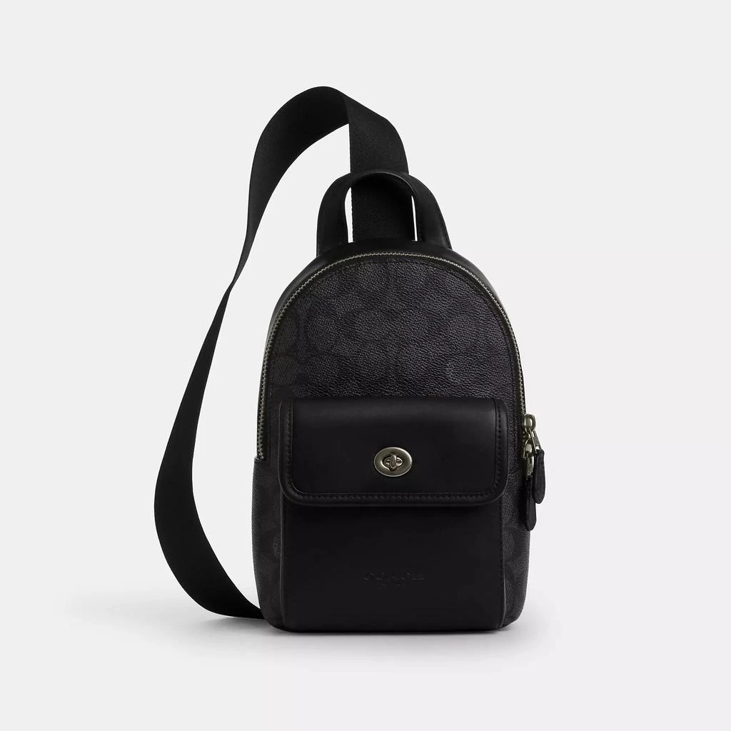Coach Small Turnlock Sling Pack In Signature Canvas 1