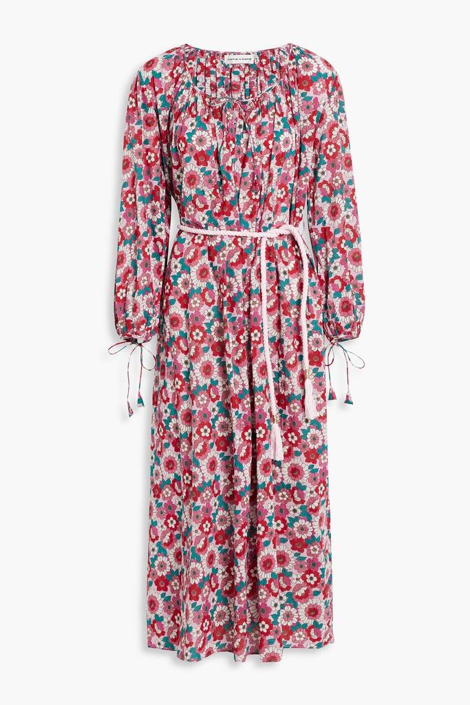 ANTIK BATIK Blossom gathered floral-print cotton midi dress