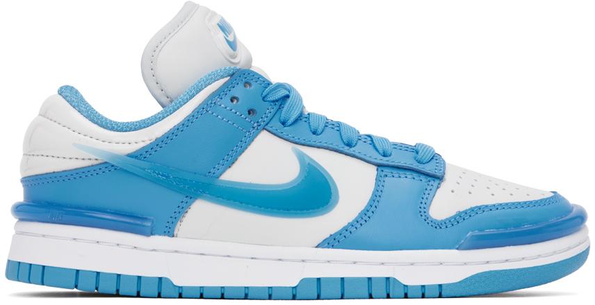 Nike White & Blue Dunk Low Twist Sneakers
