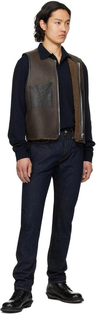 RRL Navy Slim Fit Once-Washed Selvedge Jeans 4