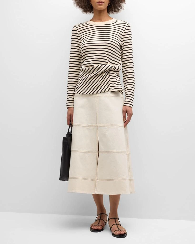 Tanya Taylor Carlita Twisted Stripe Organic Cotton Long-Sleeve Top 3